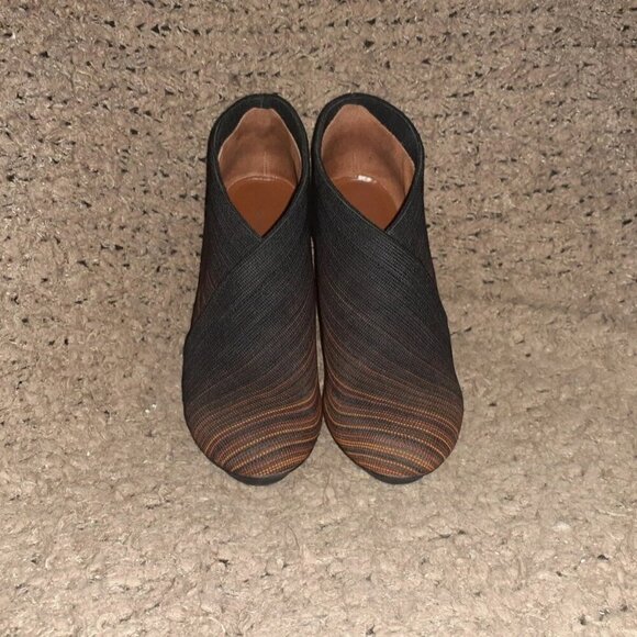 UN UNITED NUDE™ FOLD HI Booties-Black Orange Ombre Stripe-Sz 39-Excellent - Picture 3 of 7